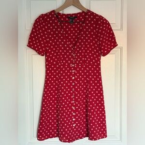 Forever 21 Red Floral Patterned Top